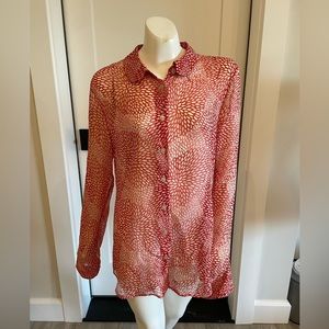 Equipment Femme 100% silk sheer button down blouse small